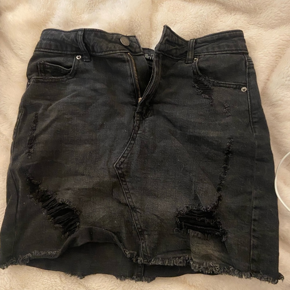 Wild fable distressed black jean skirt